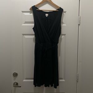 A New Day Black Sleeveless Wrap Dress with Belt, Large
